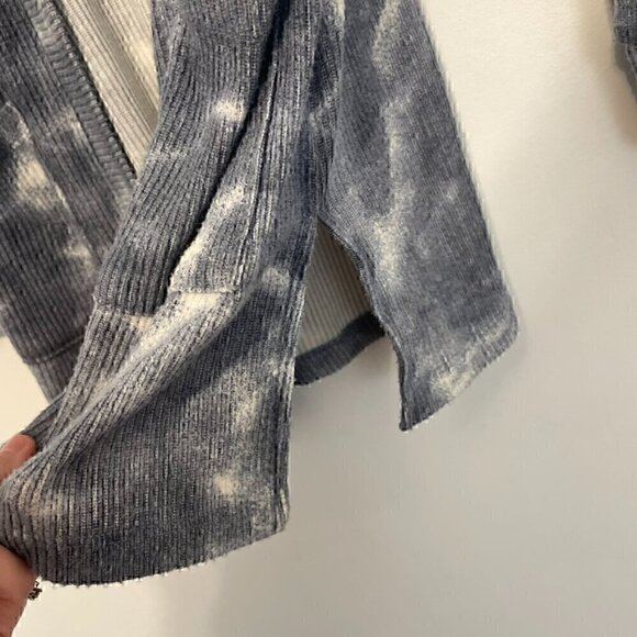 HIPPIE ROSE Blue Tie Dye Ribbed Knit Open Long Sleeve Boho Long Cardigan Sweater - Picture 7 of 13